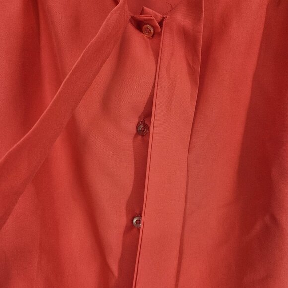 Vintage Sears Fashion Place Shirt Womens 38 Red Long Sleeve Blouse 70s Secretary - Picture 2 of 10